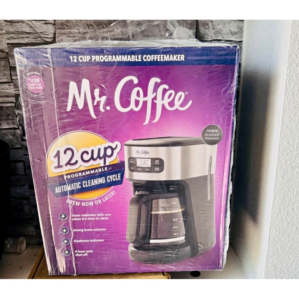 Mr. Coffee BVMC-EM100 12-Cup Programmable Coffee Maker Brushed Stainless Steel